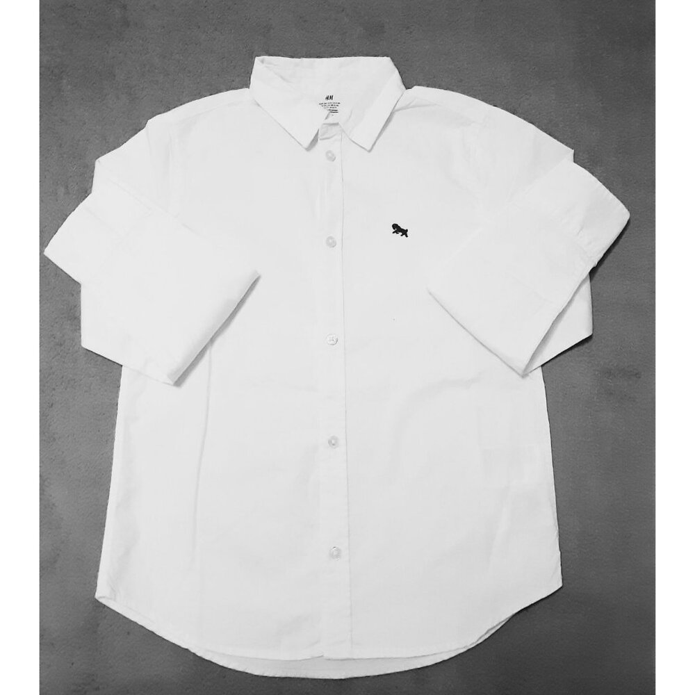 Boys' H &M Size  8 Solid White Oxford Shirt Cotton